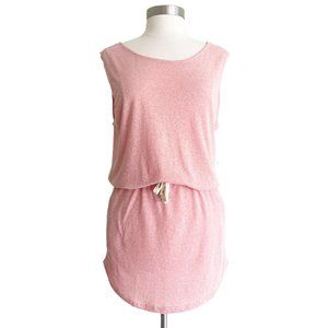 Stem Heather Pink Drawstring Waist Mini Dress Sz L